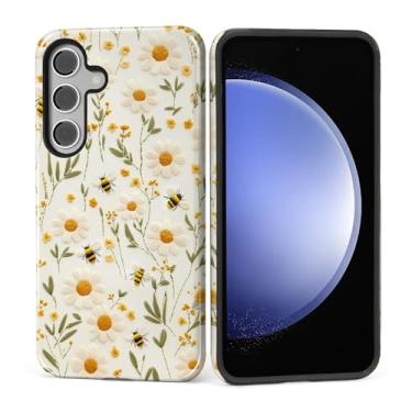 Imagem de Kapadiy Capa para Samsung Galaxy S24 Plus, design de abelhas girassóis híbrido de silicone de proteção dupla + PC rígido à prova de choque, capa protetora fina antiarranhões para homens e mulheres