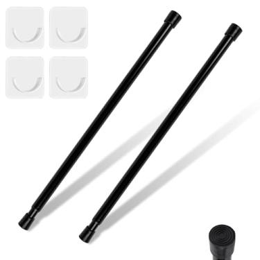 Imagem de SOALARMON Haste pequena de cortina de tensão de mola de 40 a 101 cm, varões de cortina sem perfuração para janelas, banheiro, armário, antiderrapante, antiferrugem, 1,6 cm de diâmetro, preto, 2 peças