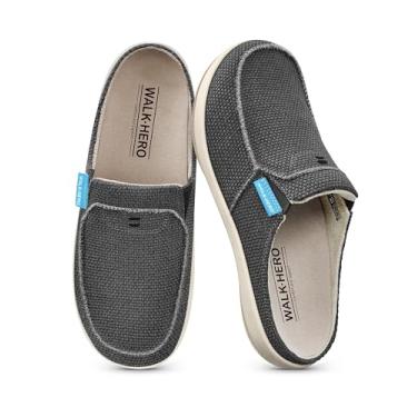 Imagem de Chinelos femininos com suporte de arco, chinelos ortopédicos Walkhero House para mulheres com palmilha de camurça e forro de veludo, sapatos de uso interno e externo com sola de borracha