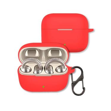 Imagem de Capa para fones de ouvido Moto Buds Loop 2025, capa protetora FJIASTB de silicone macio à prova de choque com mosquetão para fones de ouvido Motorola (vermelho brilhante)
