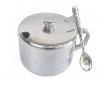 Imagem de Açucareiro de Aço Inox 420ml com Colher Prática e Fundo Transparente para Visualização Fácil