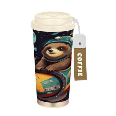 Imagem de Blueangle Caneca de café com isolamento térmico Funny Sloths - copo de aço inoxidável à prova de vazamento e derramamento para acampamento e ar livre, garrafa de água reutilizável de 500 ml com tampa