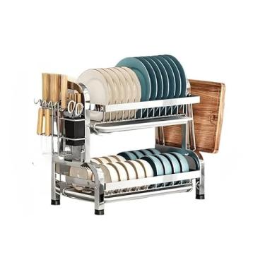 Imagem de Escorredor Organizador de Louças 2 andar 3 andar Preto Aço Inoxidável Rack ES (WDJ-2 Andar Prata)