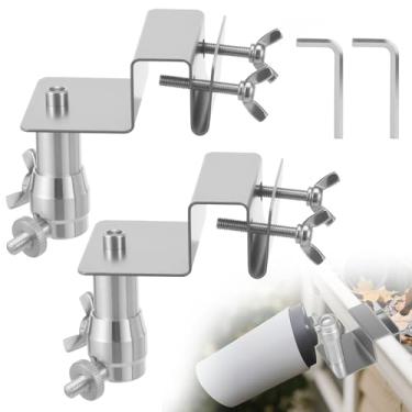 Imagem de 2 peças de montagem de calha para Eufy, painel solar Arlo, suporte de câmera de segurança solar parafusos antiferrugem, sem instalação de broca, parafuso ajustável de 1/10.2 cm