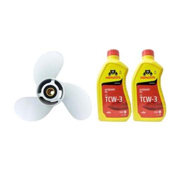 Imagem de Hélice Motor Yamaha 15hp 9.1 4 x 10.1 2 Mais Óleo Menzoil 2 Lts - HR N