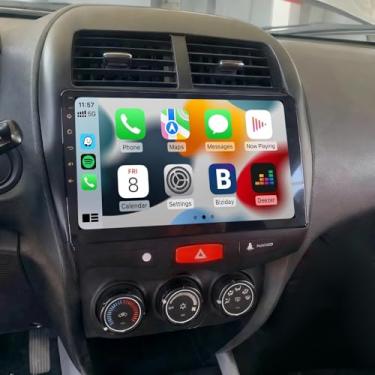 Imagem de Rádio estéreo automotivo Double Din compatível com Mitsubishi ASX 2010-2017 com CarPlay Android Auto, tela sensível ao toque de 10 polegadas, receptor de áudio de rádio veicular com Bluetooth, câmera