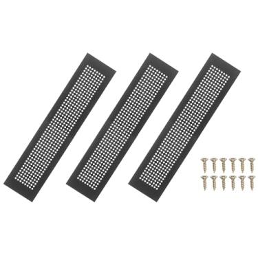 Imagem de PATIKIL Capa de ventilação de porta de 45,7 x 7,6 cm, 3 peças de cobertura de ventilação de grade de alumínio com orifícios de diamante com parafusos de montagem para porta de teto de armário de