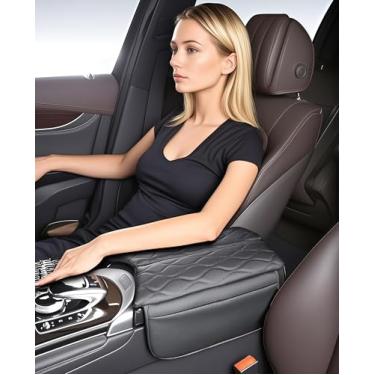 Imagem de Capa de apoio de braço do console central para Mercedes Benz GLC 250 300 X253 2016-2022, Classe C W205 2015-2021, capa de console de apoio de braço de couro com bolsos laterais de armazenamento