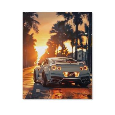Imagem de HouLaiZhe Pôsteres de carro esportivo Sunset Extreme R35 Jdm lona parede estética decoração de sala de parede impressões galeria sala decoração de parede para quarto sala de estar escritório 08 x 10