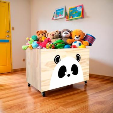 Imagem de Caixote de Madeira para Brinquedos, Caixa Organizadora de Madeira, Baú com rodas para Brinquedos(CX154)