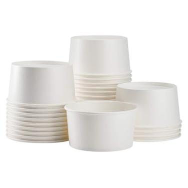 Imagem de ASTRA SIGNATURE Recipientes/copos/amostras de alimentos de papel frio ou quente - Ideal para sorvete, gelato, iogurte e lanches - branco, à prova de vazamento - 50 unidades (680 g)