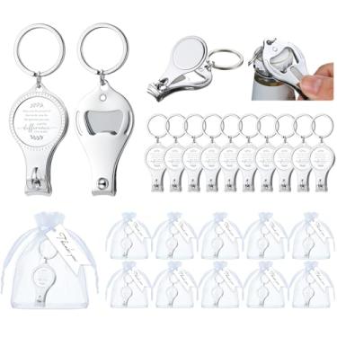 Imagem de Vesici Conjunto de 50 presentes de Natal para funcionários a granel para colegas de trabalho Apreciação inspiradora 3 em 1 cortadores de unhas abridor de garrafa chaveiro etiquetas com bolsa para