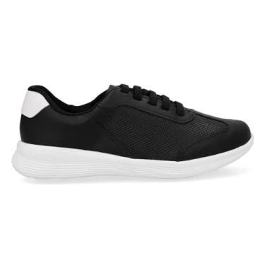 Imagem de Tênis Usaflex Feminino Básico Couro Cadarço Elástico Casual Preto Ud02004002 35