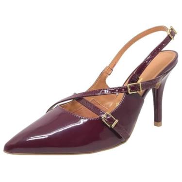 Imagem de Sapato Scarpin Feminino Vizzano com Fivelas em Verniz Vinho - 36