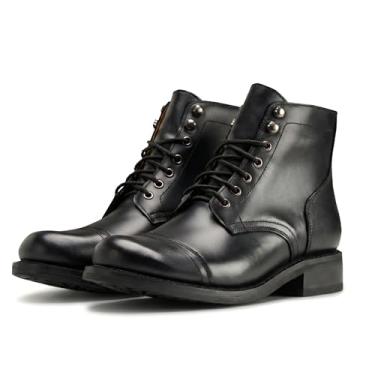 Imagem de SUREWAY Bota masculina com cadarço no tornozelo de 15,2 cm – biqueira cavada, couro genuíno Capitão, bota Chukka para homens, calçado clássico confortável estilo Oxford, Preto, 45