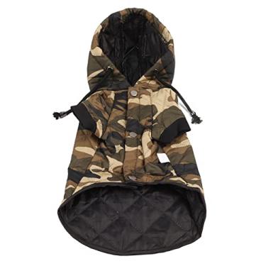 Imagem de Casaco quente para cachorro Jaqueta com capuz Pele macia Amigável Roupas de filhote de cachorro de duas pernas para outono inverno Atividades ao ar livre Padrão de camuflagem (XL)