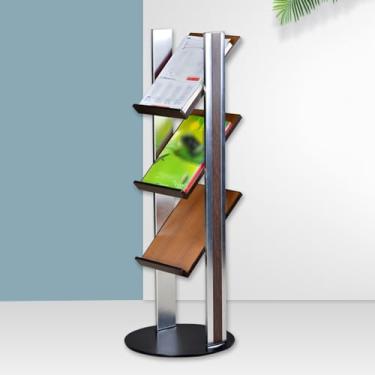 Imagem de Porta-revistas de 4 níveis - Suporte de folheto de chão, suporte de exibição chanfrado com base antiderrapante, organizador de literatura multiuso para escritório e sala de espera (Cor: St)