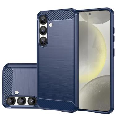 Imagem de Gufuwo Capa para Galaxy S25, para Samsung S 25 5G SM-S931B, capa fina fina de fibra de carbono TPU capa traseira macia antiarranhões à prova de choque capa protetora para Samsung Galaxy S25 azul