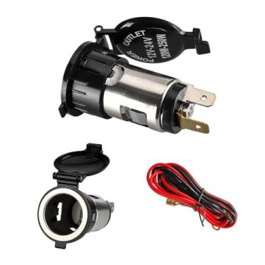Imagem de Sylvil Soquete de isqueiro de carro, soquete de tomada fêmea de isqueiro impermeável de 12 V, adaptador de isqueiro de veículo à prova de poeira com cabo de extensão, acessórios de caminhão SUV para