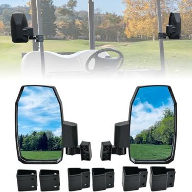 Imagem de SAUTVS Espelho lateral ajustável para Yamaha, Club Car, EZGO, a maioria dos carrinhos de golfe com suporte de teto de tubo quadrado de 1,9 cm/2,5 cm/3,2 cm, acessórios para espelhos retrovisores