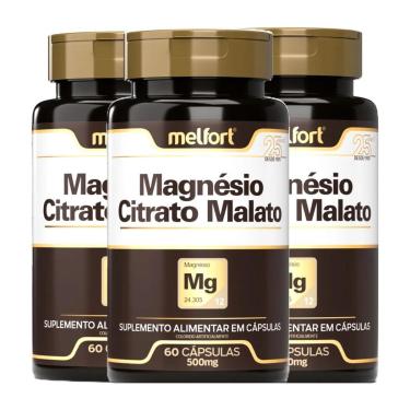 Imagem de Kit 3x Magnésio Citrato Malato 60 Cápsulas 500mg - Melfort-Unissex