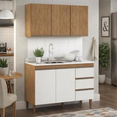 Imagem de Balcão para Pia com Armário Aéreo 1,20m Essenza Móvel na Caixa - Mvel 