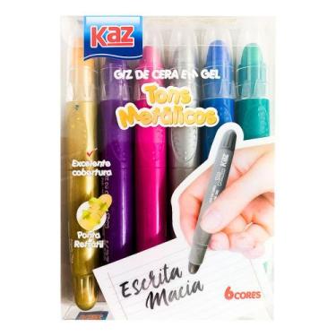 Imagem de Giz de Cera em Gel 06 Cores Com Ponta Retrátil - 3 Modelos - Kaz, Metá