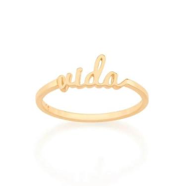Imagem de Anel Rommanel Skinny Ring Escrito Vida 512859, 16, Dourado