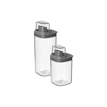 Imagem de Kit Dispenser Ou Quadrado 2 Peças Linha Flow, Chumbo