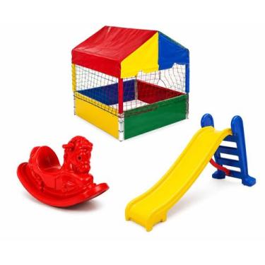 Imagem de Piscina de Bolinhas 1,00m Quadrada Resistente + Escorregador Médio 3 D