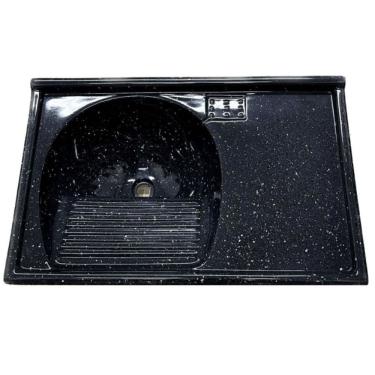 Imagem de Tanque Sintético Granitado para Bancada 501908 79,5x52cm Retangular Preto Aj Rorato