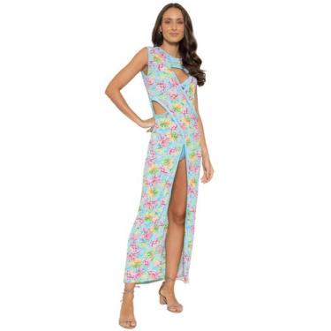 Imagem de Saída de Praia Feminina Com Decote - Penelope Joy, Azul, M, Feminino