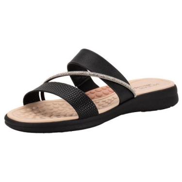 Imagem de Tamanco feminino flat modare 7174115, Preto, Croco, 38