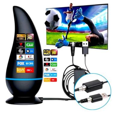 Imagem de Antena Interna Para Tv Digital Amplificada 1080 Hdtv 4k Cabo 3m - SEIS