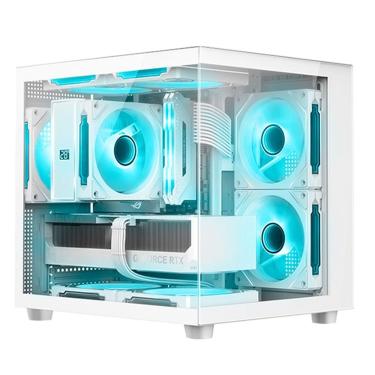 Imagem de Gabinete Gamer Aquarius MT-G720WH Compacto Micro ATX Mini ITX Vidro Temperado com Painel Frontal Usb 3.0 Branco C3tech