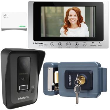 Imagem de Kit Vídeo Porteiro Allo WT7 Lite Tag com Fechadura Elétrica FX1500 Cinza para Segurança Residencial Intelbras