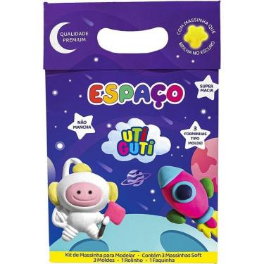 Imagem de Massa para Modelar Kit Espacial Brilha no Escuro com Glitter e Moldes 3D 5 Peças Make+