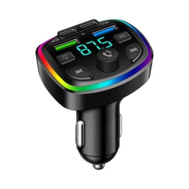 Imagem de Carregador De Carro Bluetooth Sem Fio Transmissor FM Chamadas Mãos-Liv