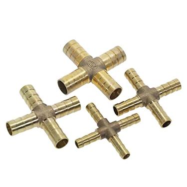 Imagem de Encaixe de tubo de emenda de latão T XYU Tipo Mangueira Barb 4mm 6mm 8mm 10mm 12mm Cobre Farpado Conector Adaptador do acoplador de junta, 4 vias, 8mm Barb