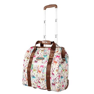Imagem de Lily Bloom Coleção de bagagens de cabine de ombro de designer – Bolsa de mão estampada de 38 cm para mulheres – Mala leve com 2 rodas giratórias, Girafa Park, One_Size, Bolsa de mão macia sob o assento