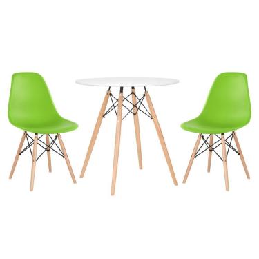 Imagem de KIT - Mesa redonda Eames 70 cm branco + 2 cadeiras Eiffel DSW