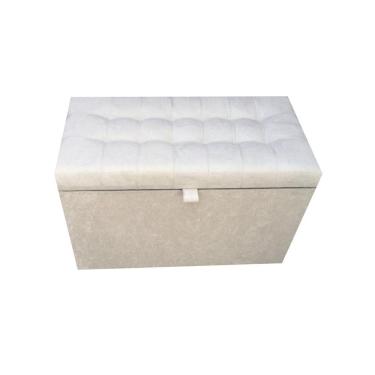 Imagem de Puff Baú Retangular Para Sala, Quarto C/ Pistão Á Gás - Creme