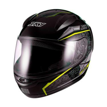 Imagem de Capacete Sky Two Soldier Preto Brilho Transf Amarelo