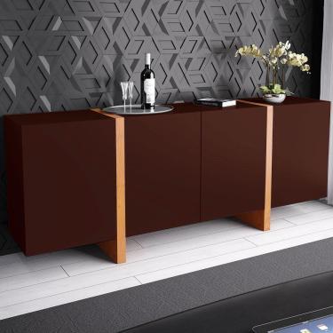 Imagem de Buffet Barone 4 Portas e 1 Gaveta Interna 180cm Laca Tabaco
