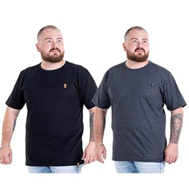 Imagem de Kit 2 Camisetas Camisas Blusas Básicas Masculinas Plus Size G1 G2 G3 Flero Cor:Preta Grafite;Tamanho:G1