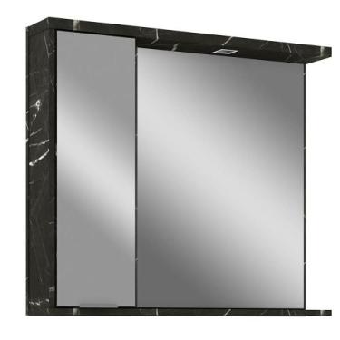 Imagem de Armário Aéreo Para Banheiro 80cm Com 01 Porta E Espelho Loft B06 Porto