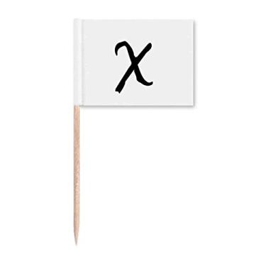 Imagem de Alfabeto grego Chi silhueta preta palito bandeiras marcadoras decoração de festa