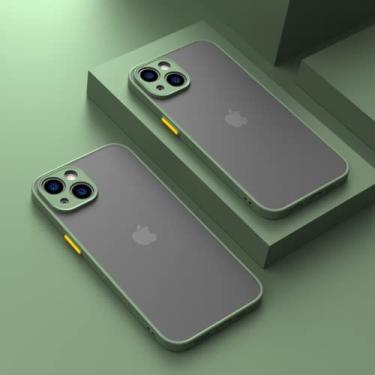 Imagem de Capa fosca blindada à prova de choque para iPhone 13 12 11 Pro Max XR XS X 7 8 Plus SE Silicone Bumper Capa de PC rígido transparente Capa, D, para iPhone X