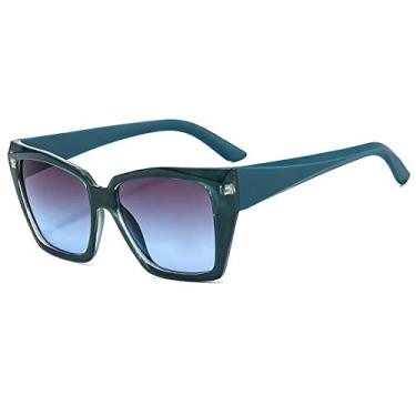 Imagem de Óculos de Sol Quadrados Vintage Feminino Grandes Coloridos Óculos de Sol Feminino Óculos Gradientes Óculos Feminino, C6 Verde, Cinza Azul, Tamanho Único