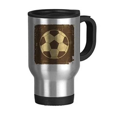 Imagem de Caneca de viagem com ilustração esportiva de futebol preta com tampa flip em aço inoxidável copo de carro copo térmico